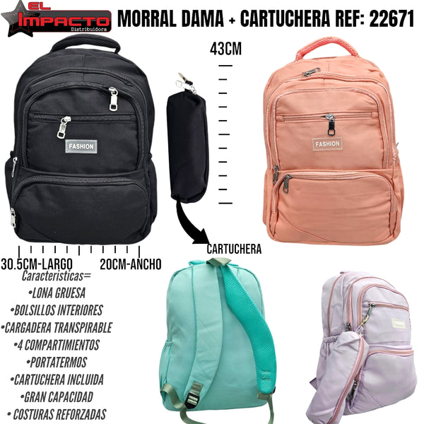 MORRAL DAMA + CARTUCHERA 22671