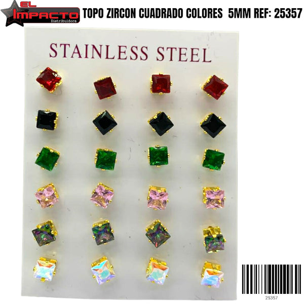 TOPO ZIRCON CUADRADO COLORES 25357