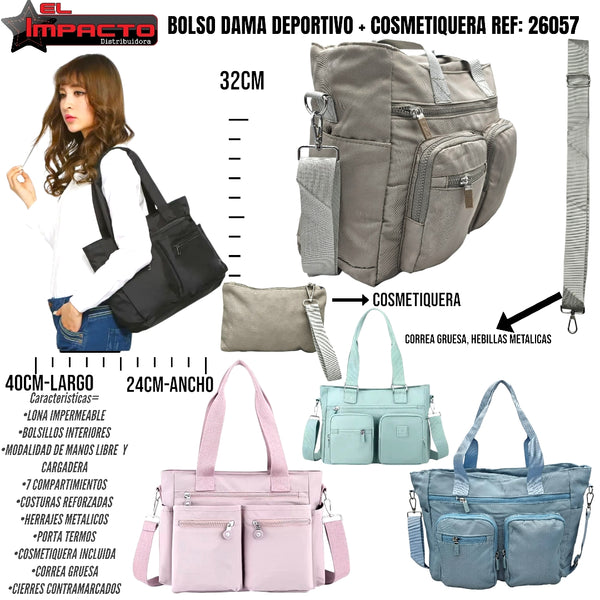 BOLSO DAMA DEPORTIVO + COSMETIQUERA 26057