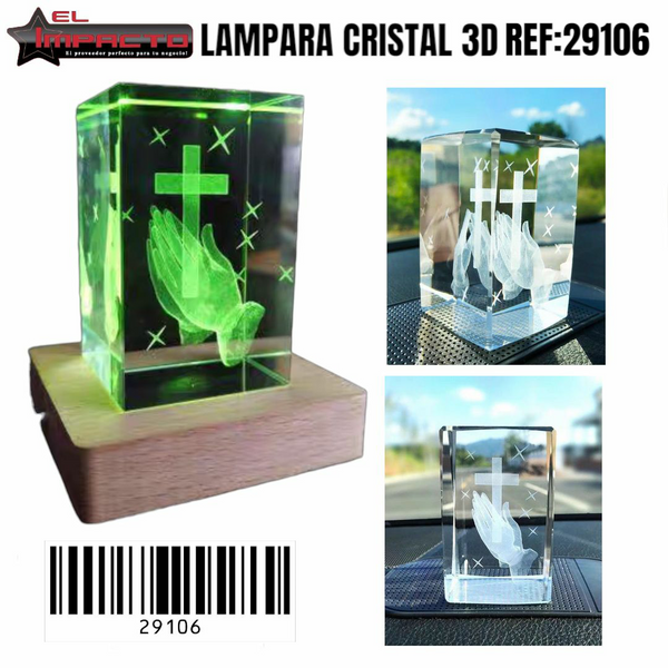 LAMPARA CUBO 3D CRUZ Y MANOS 29106