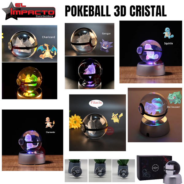 LAMPARA POKEBALL CRISTAL 3D